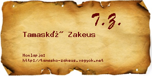Tamaskó Zakeus névjegykártya